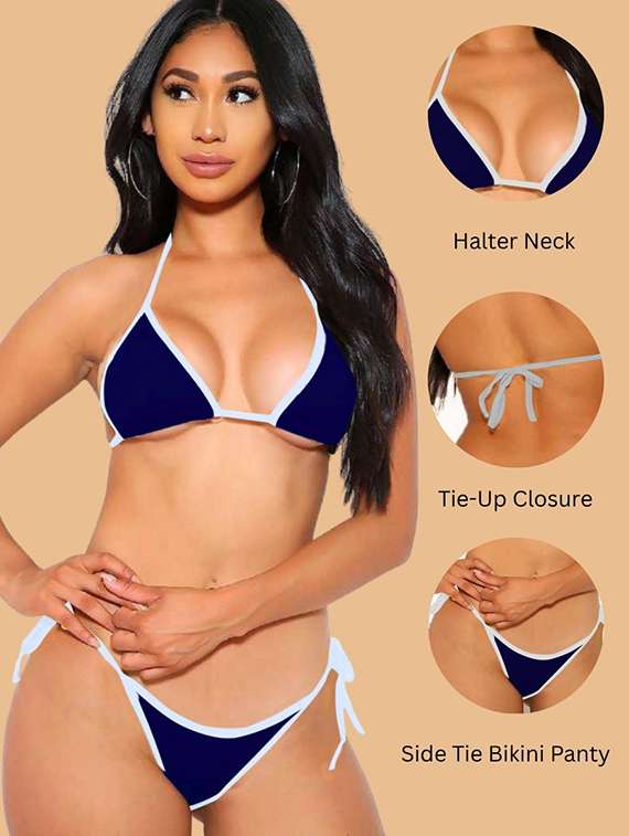 women navy blue nylon bikini - 22477173 -  Standard Image - 4