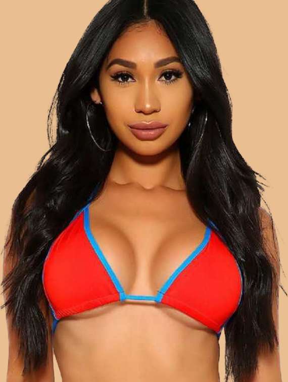 women solid red nylon bikini - 22477175 -  Standard Image - 1