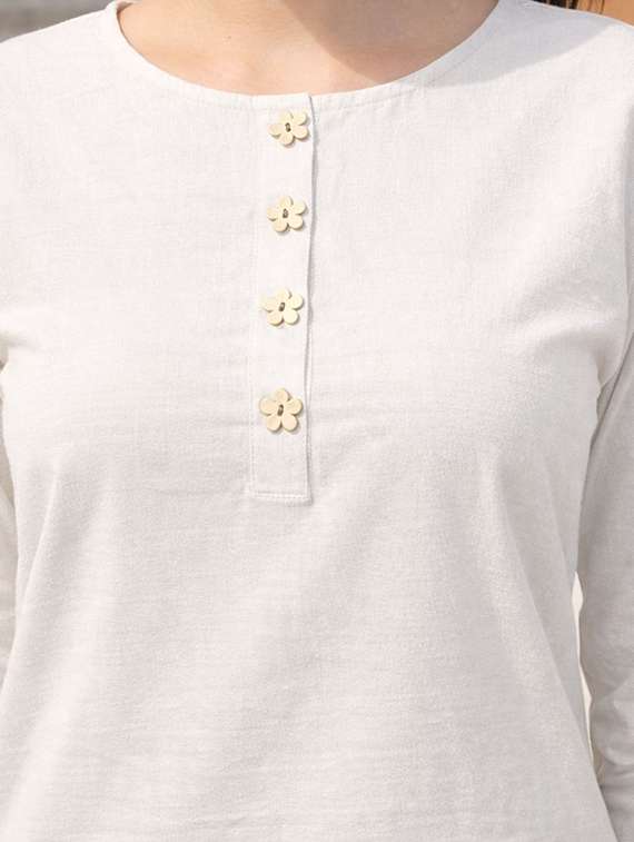 Women White Linen Regular Top - 22477442 -  Standard Image - 4