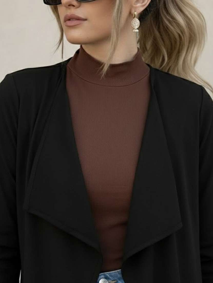 women black cotton asymmetric shrug - 22477446 -  Standard Image - 1