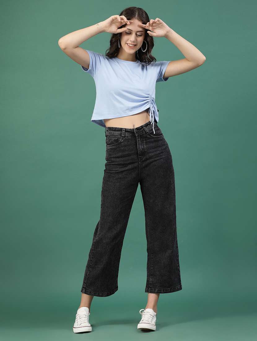 women solid blue cotton regular top - 22477486 -  Standard Image - 4