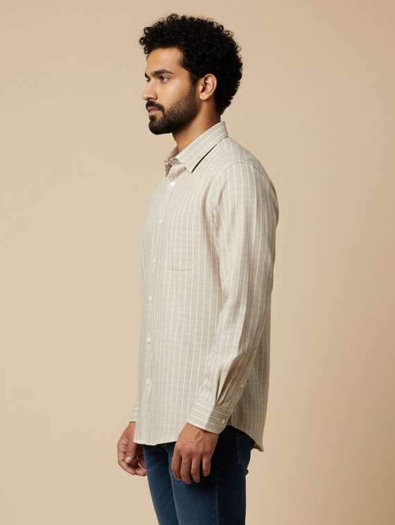 men striped long sleeve regular fit casual shirt - 22477529 -  Standard Image - 1