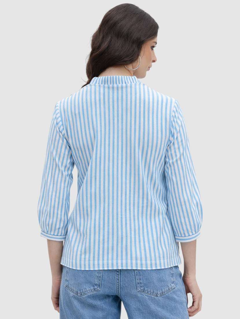 women striped printed v neck regular top - 22477538 -  Standard Image - 4