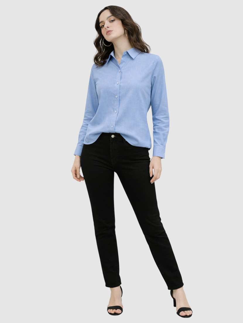 women solid long sleeves formal shirt - 22477544 -  Standard Image - 4