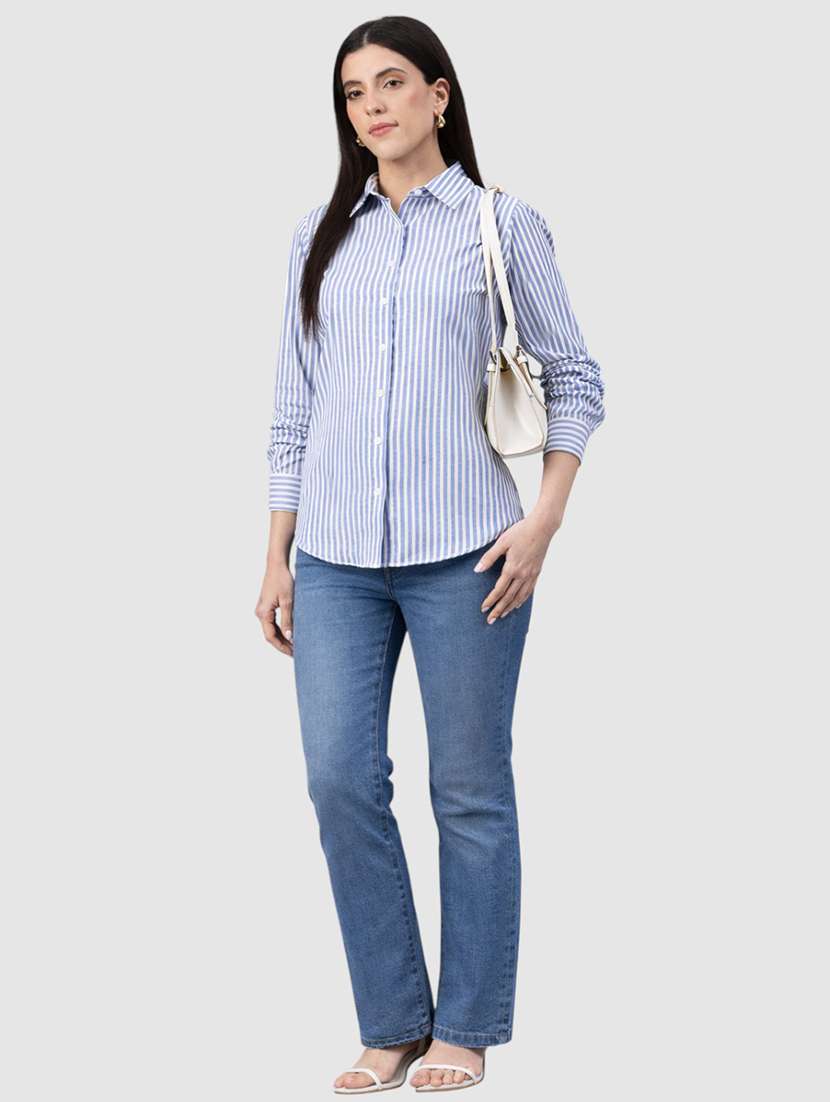 women striped long sleeves formal shirt - 22477546 -  Standard Image - 4