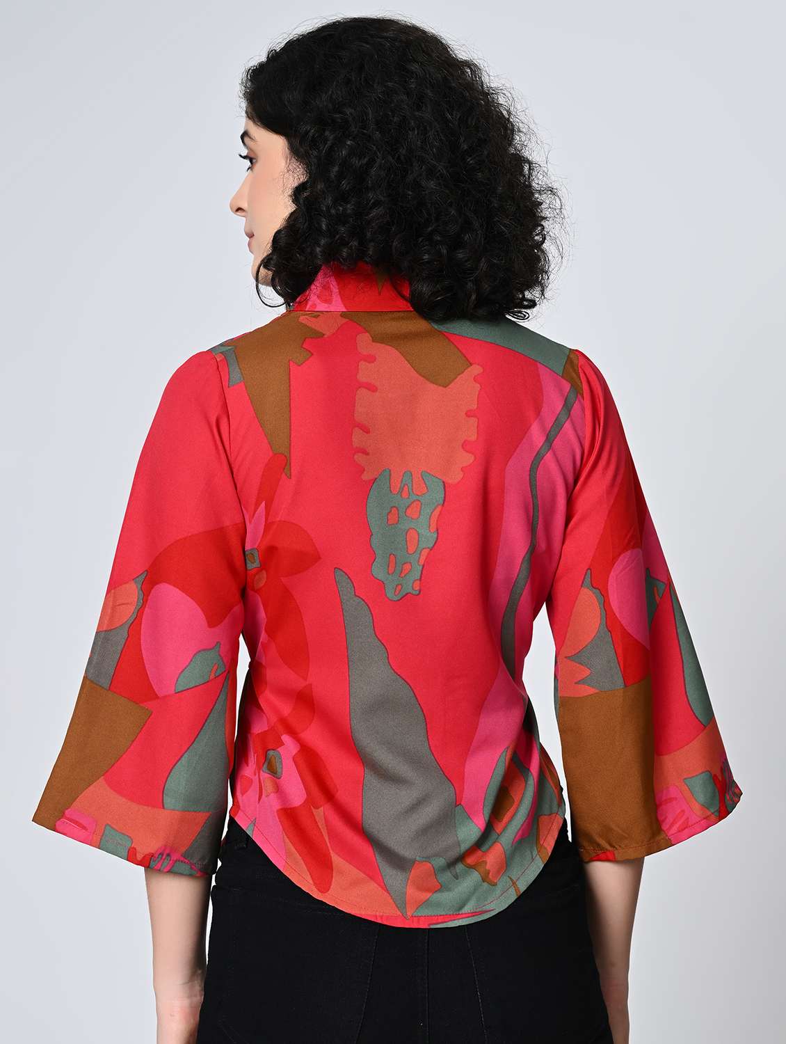 women red colored crepe regular top - 22477552 -  Standard Image - 4