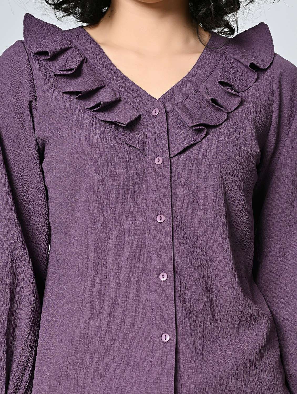 Girls Textured V-neck Long Sleeves Top - 22477563 -  Standard Image - 1