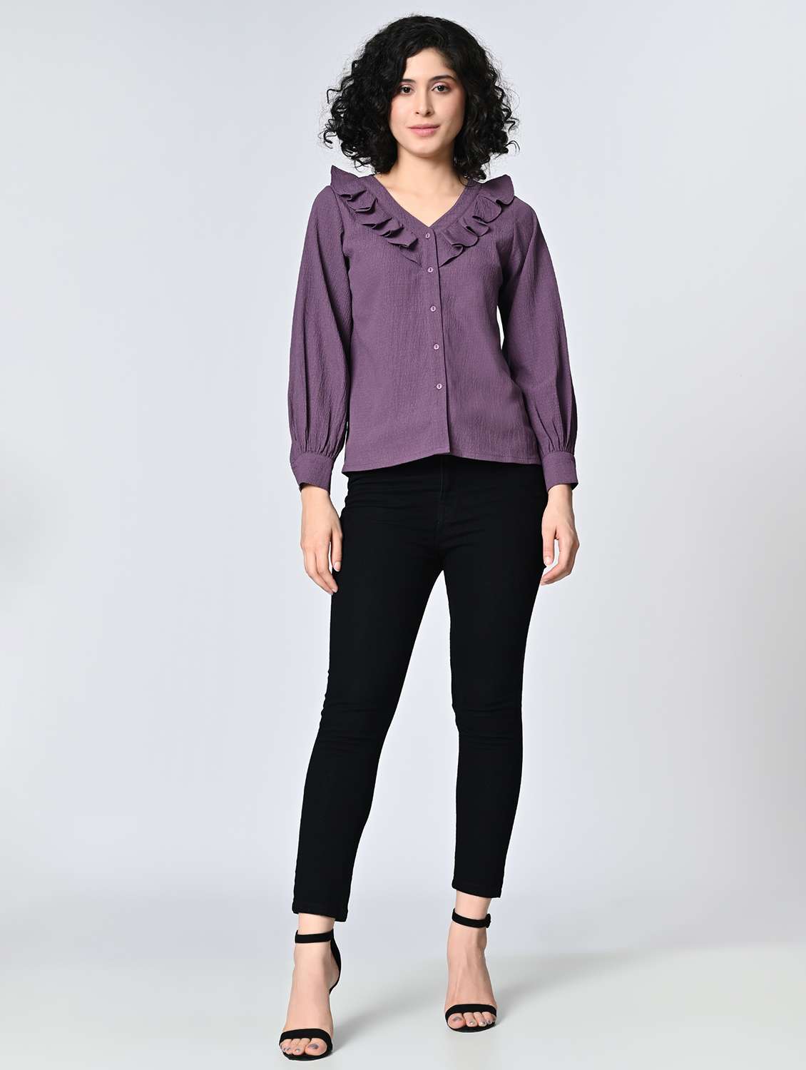 Girls Textured V-neck Long Sleeves Top - 22477563 -  Standard Image - 6