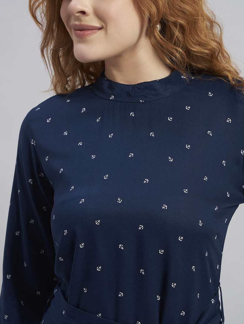 women printed long sleeves tiered midi dress - 22477570 -  Standard Image - 1