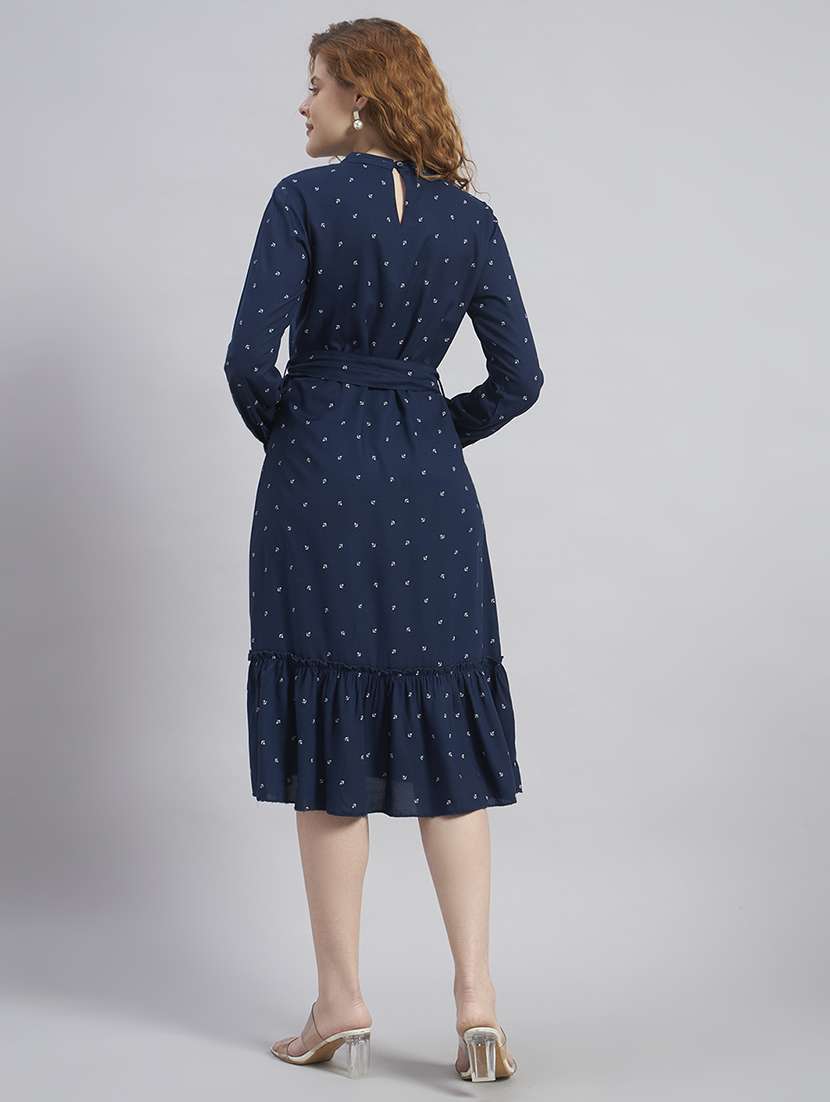 women printed long sleeves tiered midi dress - 22477570 -  Standard Image - 4