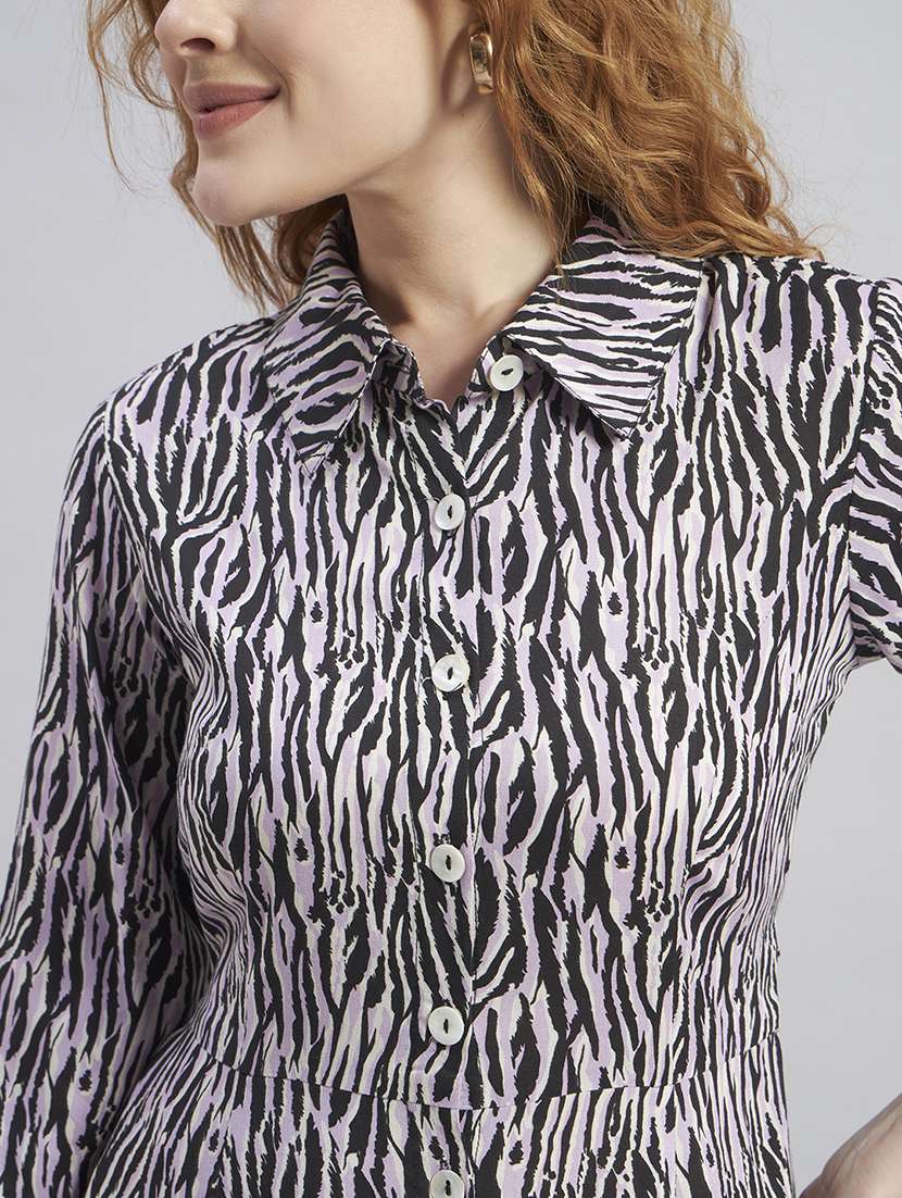 women printed collared midi shirt dress - 22477572 -  Standard Image - 1