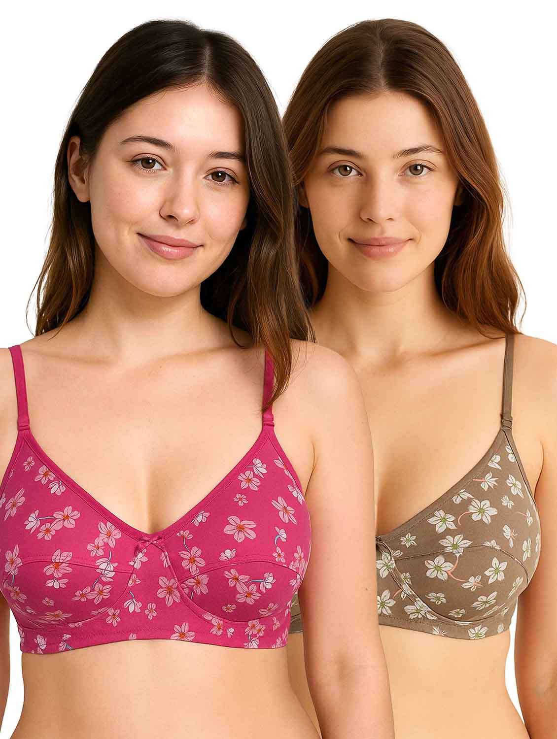 women pack of 2 printed full coverage bra