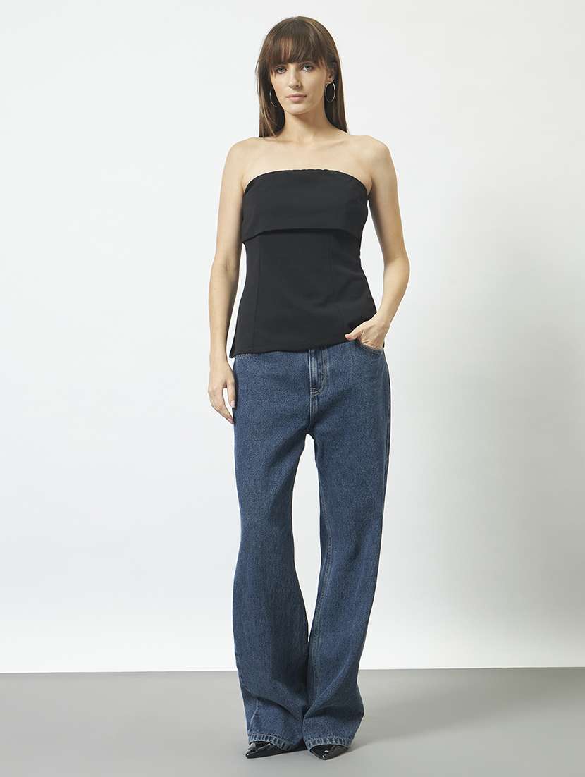 Women Black Polyester Regular Top - 22477634 -  Standard Image - 4