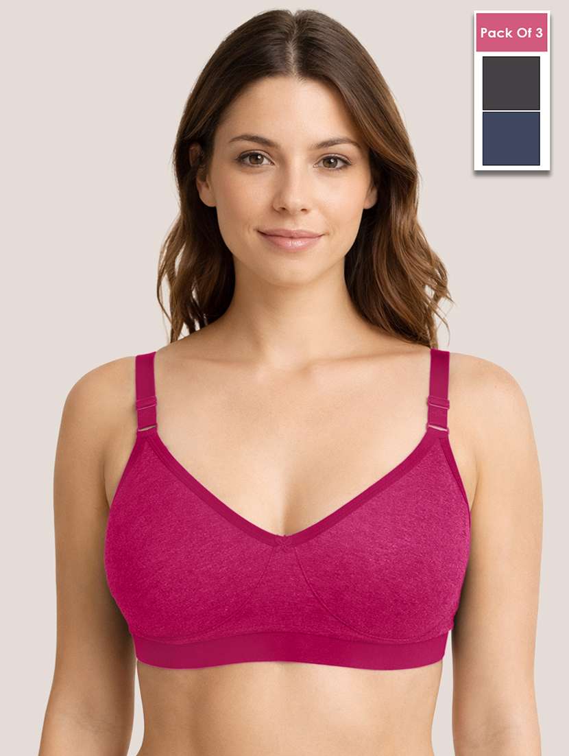 women pack of 3 solid minimizer bra