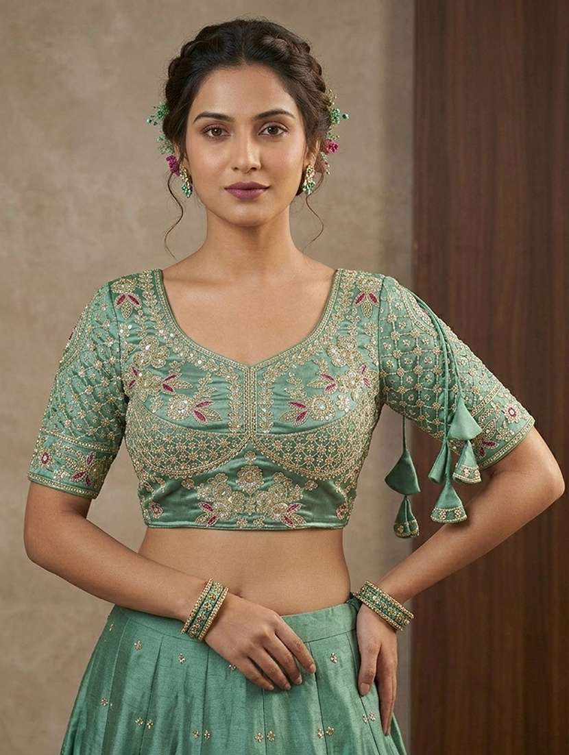 women solid with work stitched blouse