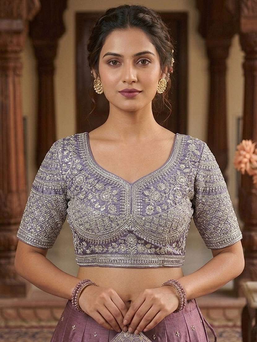 women solid with work stitched blouse