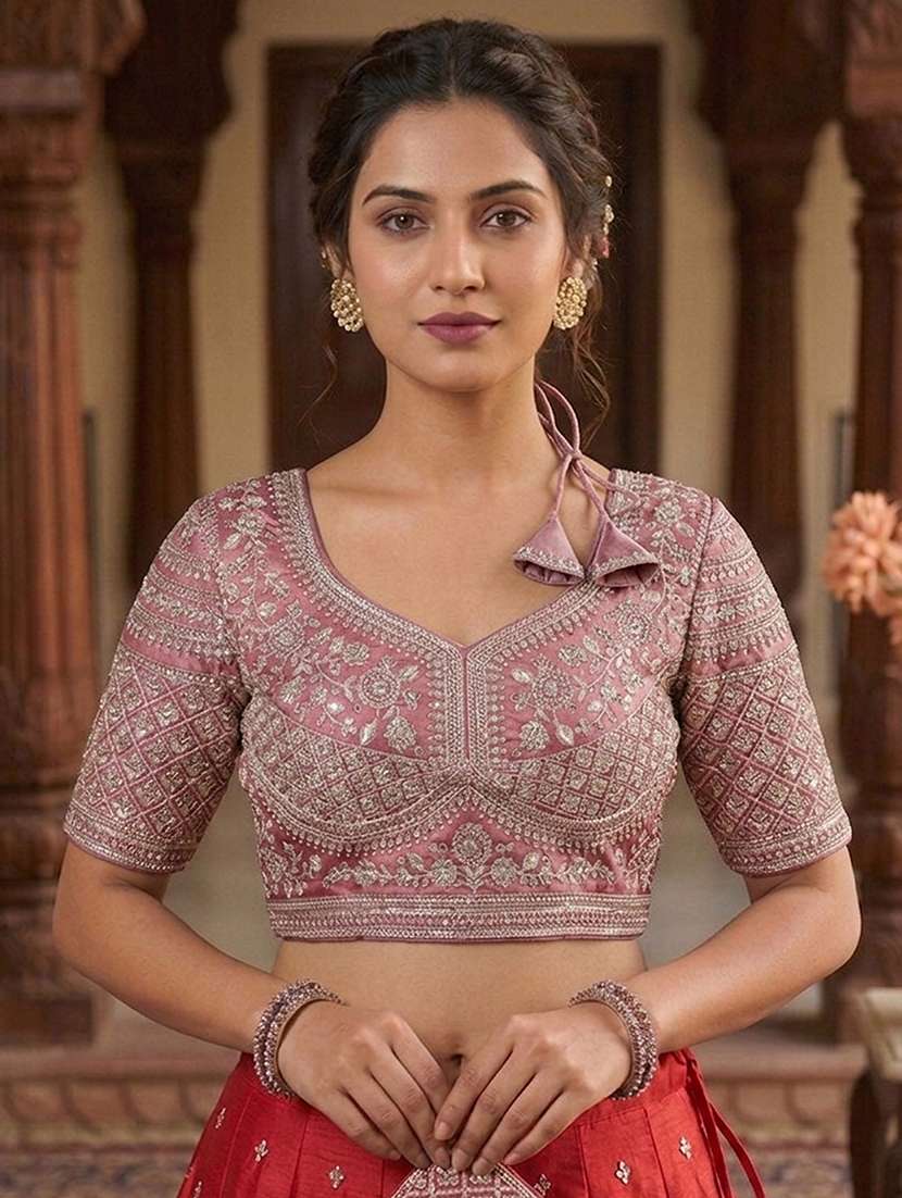 women solid with work stitched blouse