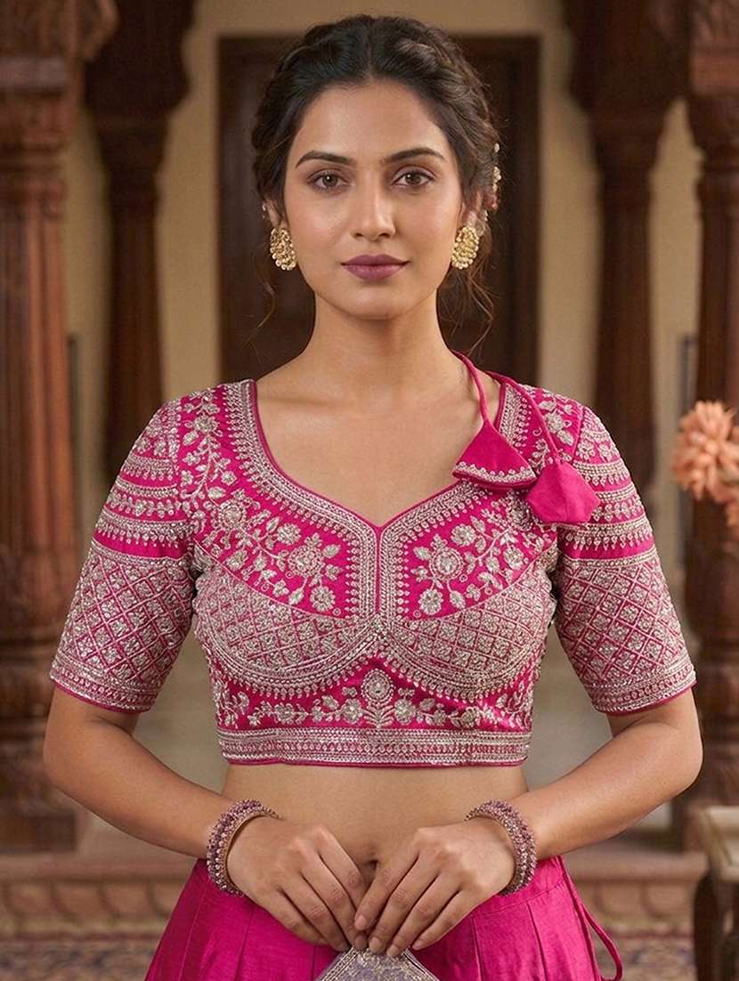 women solid with work stitched blouse