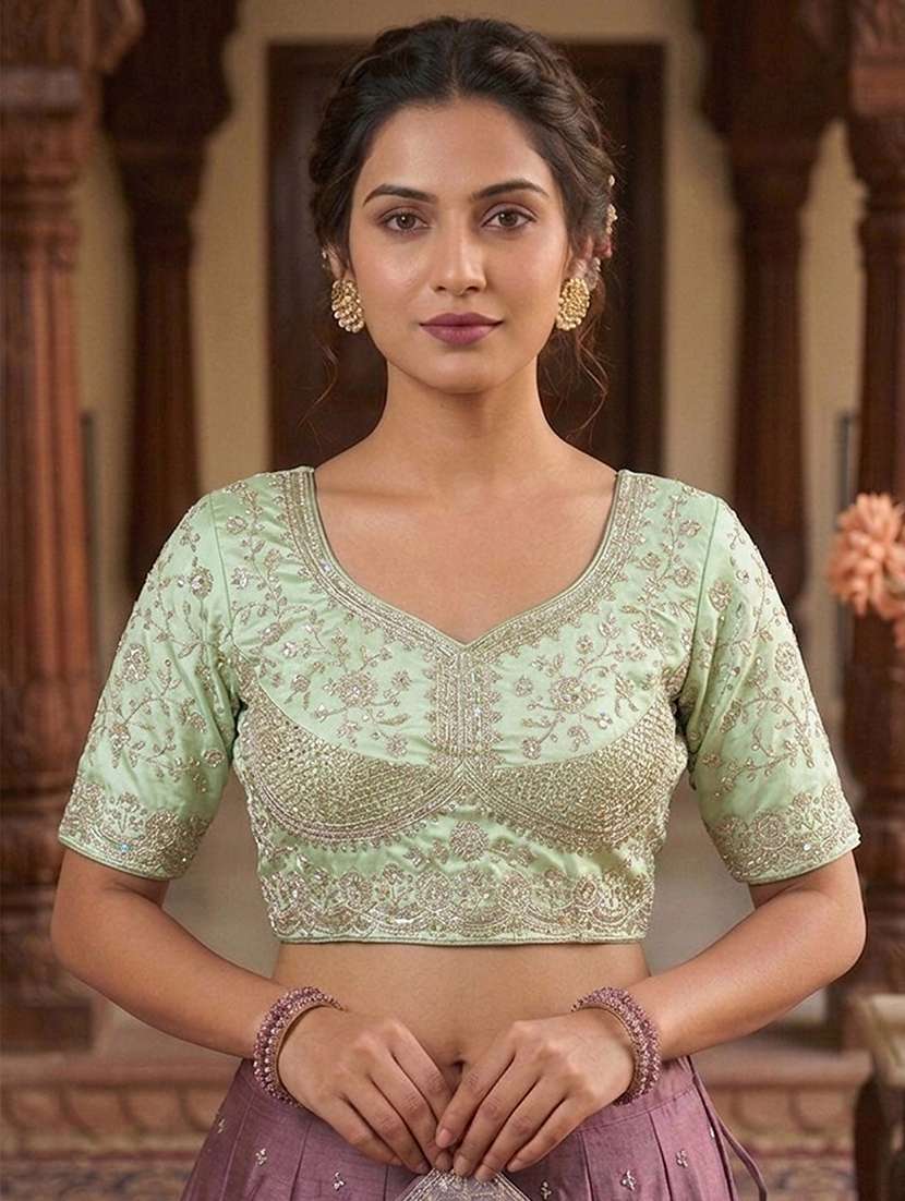 women solid with work stitched blouse