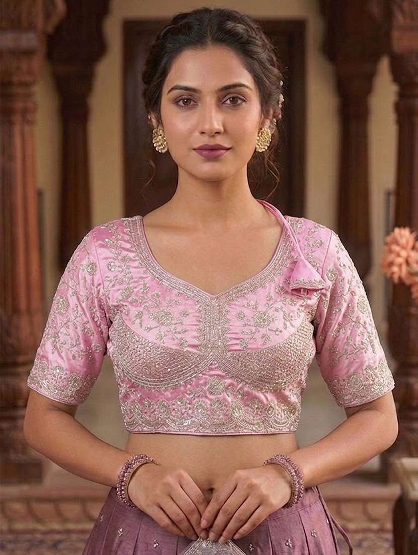 women solid with work stitched blouse
