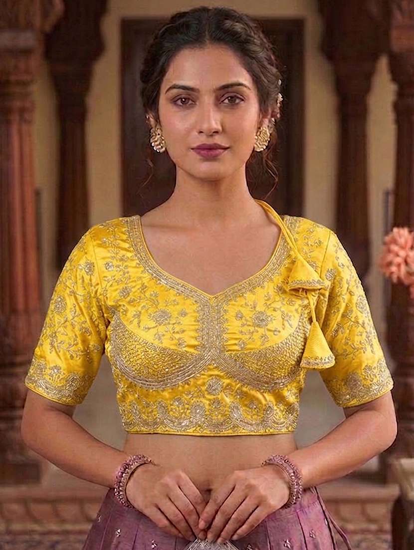 women solid with work stitched blouse