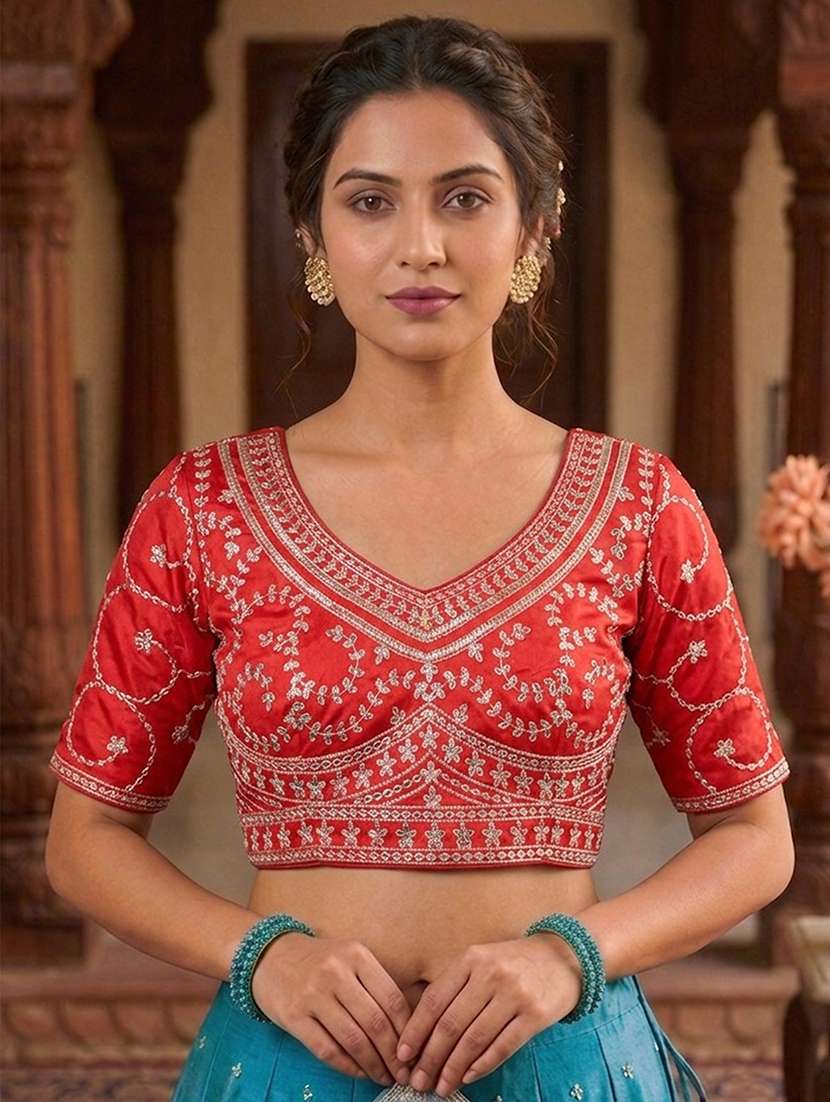 women solid with work stitched blouse