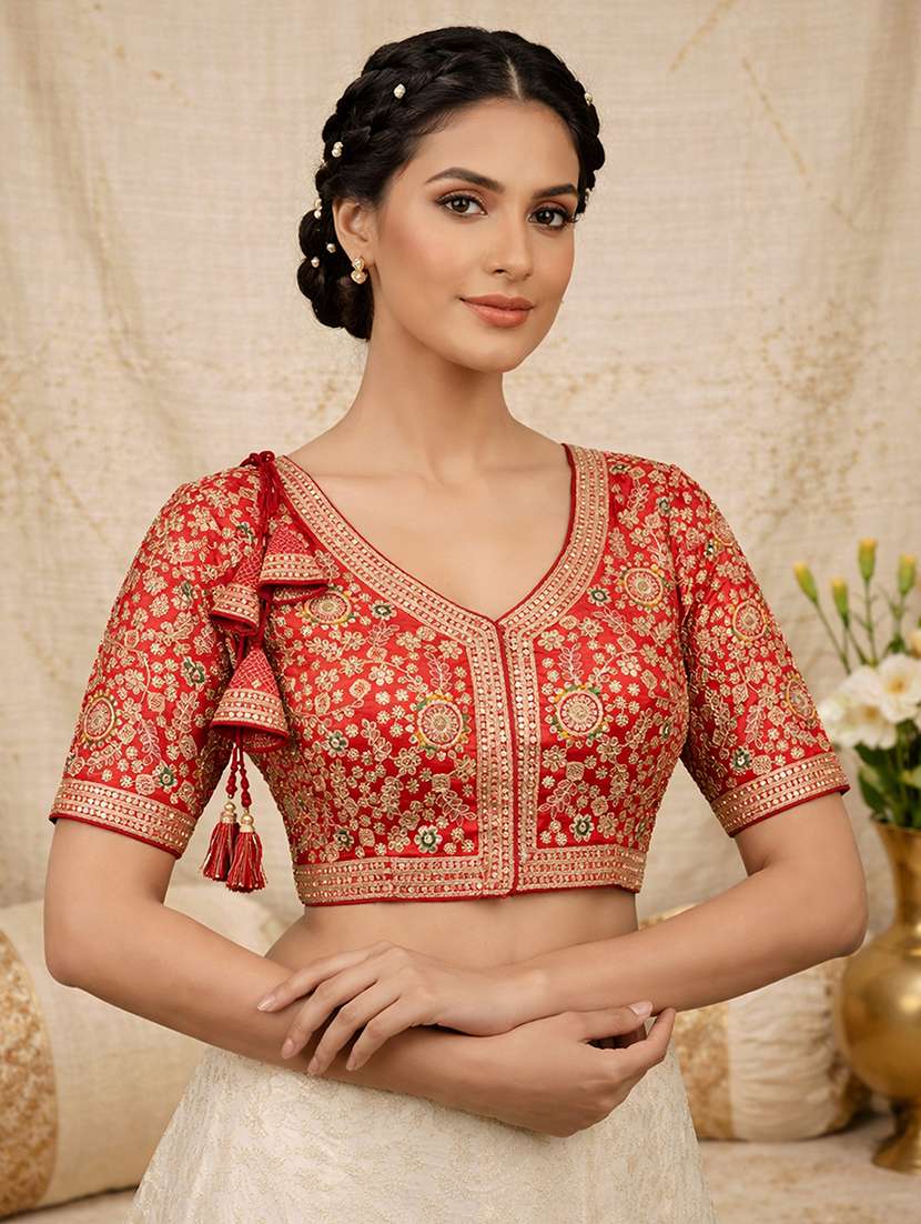 women solid with work stitched blouse