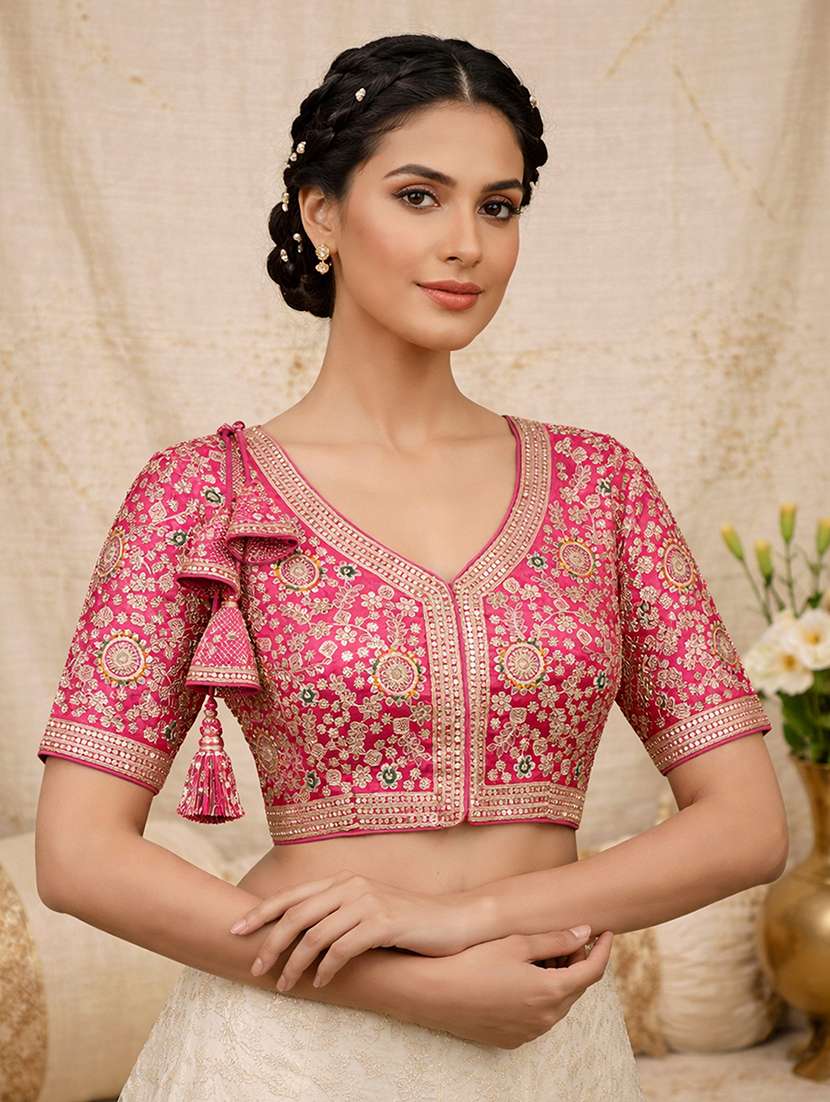women solid with work stitched blouse