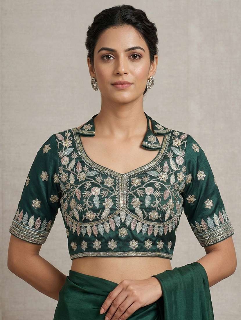 women solid with work stitched blouse