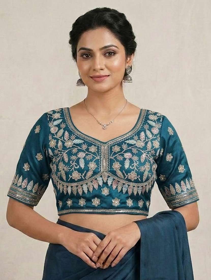 women solid with work stitched blouse