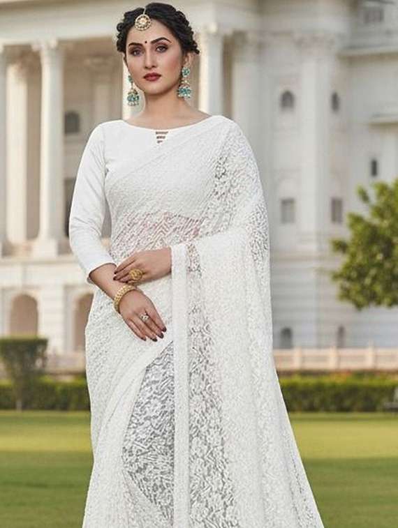 women self design plain saree with blouse - 22478335 -  Standard Image - 1