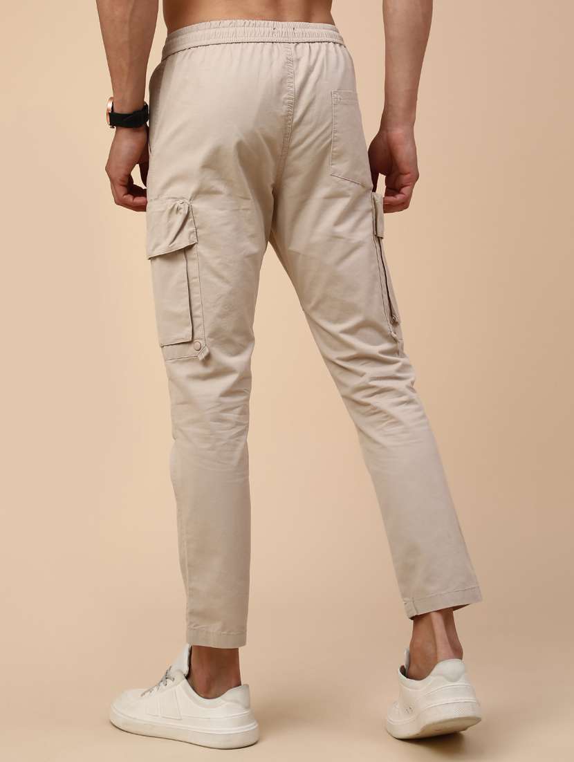 men solid mid rise regular fit cargo  - 22478458 -  Standard Image - 4