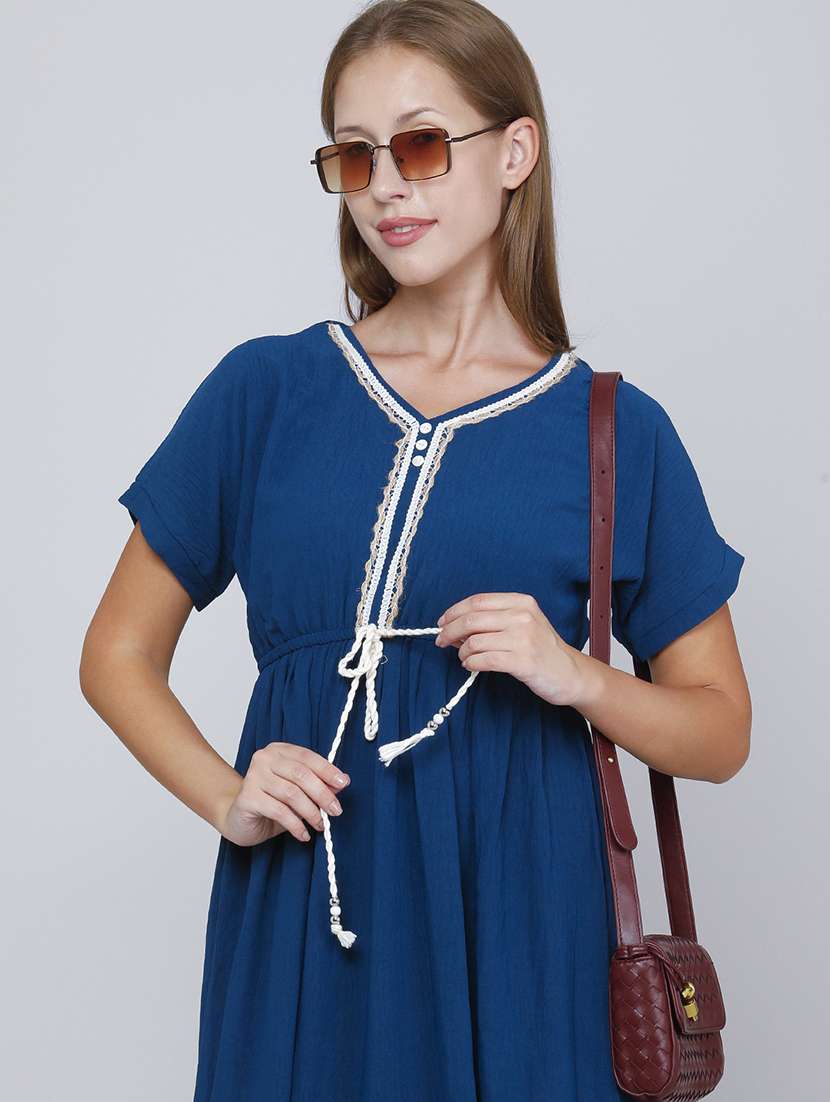 women embellished short sleeves tiered dress