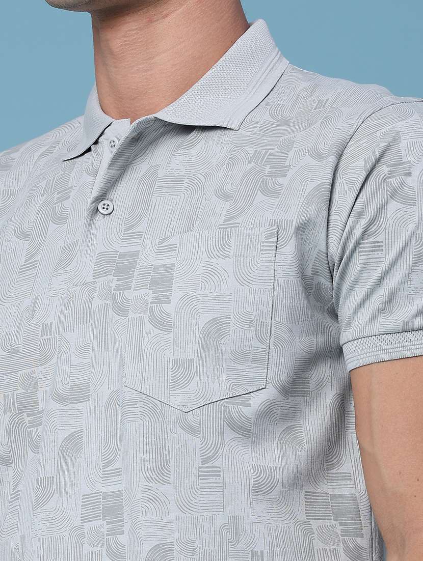 men printed short sleeve slim fit polo t-shirt - 22480218 -  Standard Image - 1