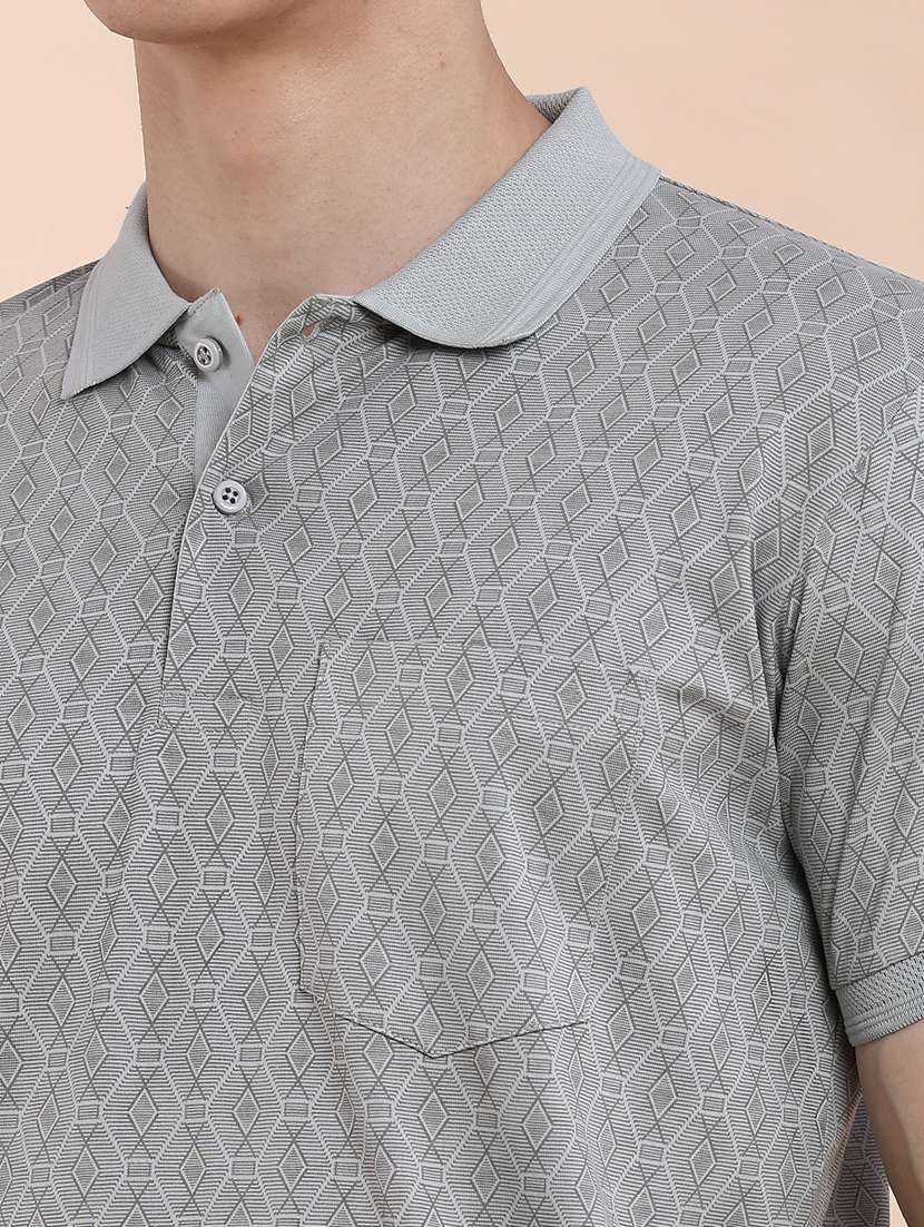 men printed short sleeve slim fit polo t-shirt - 22480223 -  Standard Image - 1