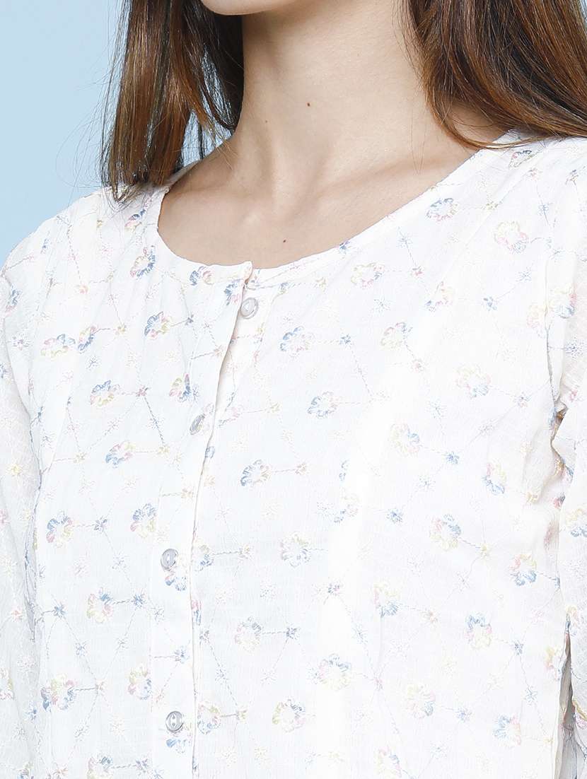 women embroidered three quarter sleeves regular top - 22480237 -  Standard Image - 1