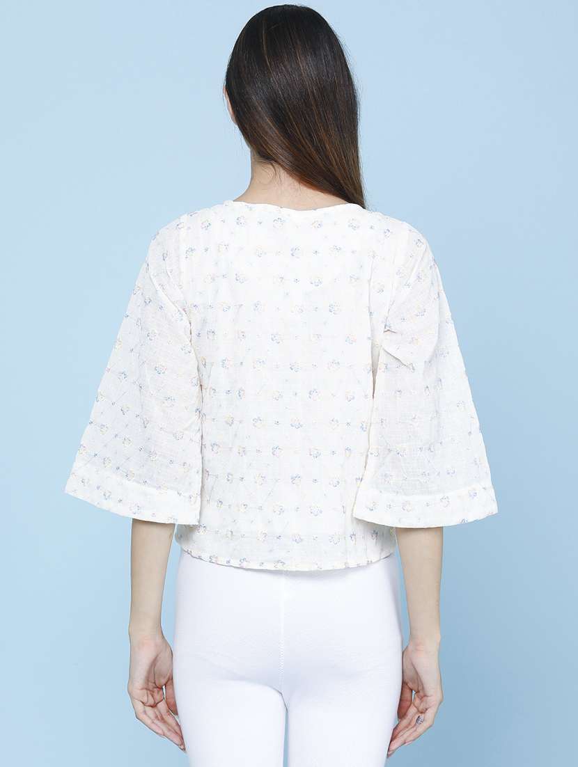 women embroidered three quarter sleeves regular top - 22480237 -  Standard Image - 4