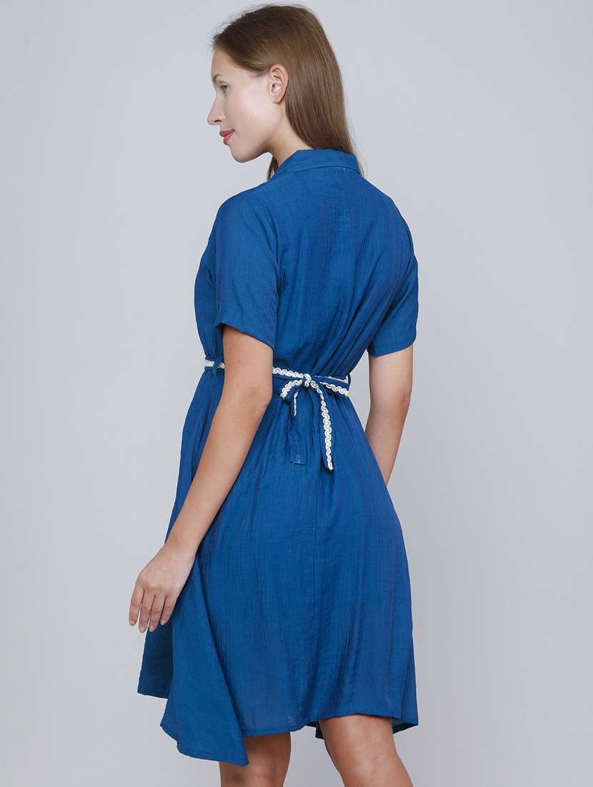 Women Solid Short Sleeves A-line Dress - 22480412 -  Standard Image - 4