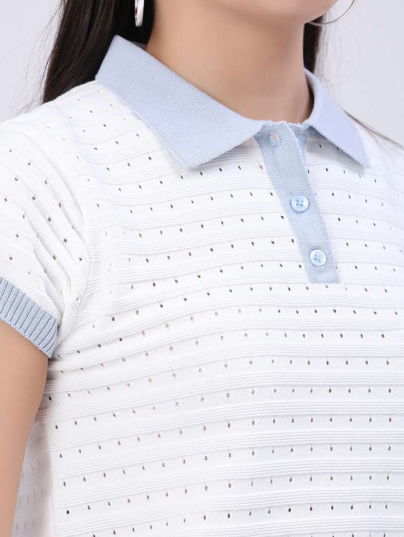 women self design short  sleeves crop top - 22480485 -  Standard Image - 1