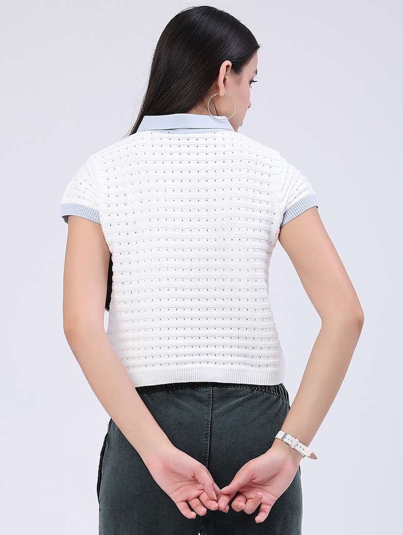 women self design short  sleeves crop top - 22480485 -  Standard Image - 4