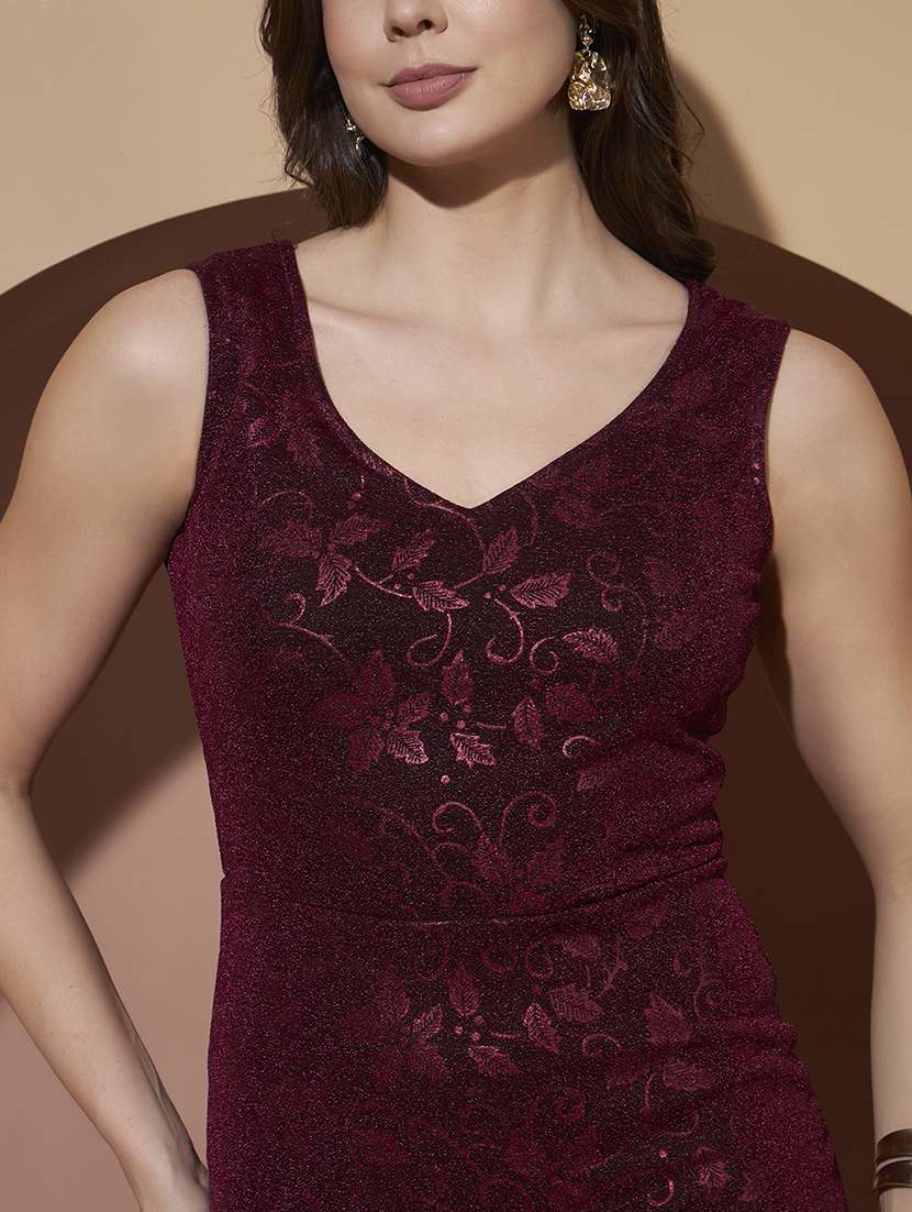 girls bodycon sleeveless v-neck red lycra mini dress - 22480526 -  Standard Image - 1