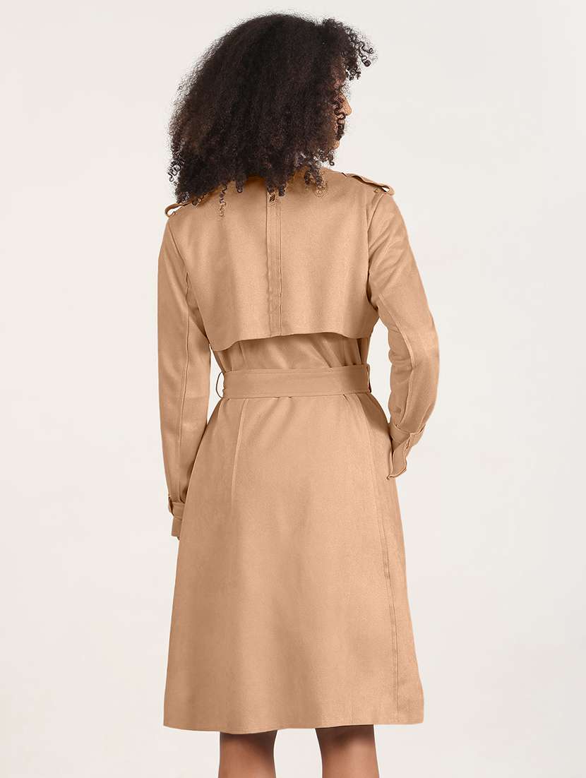 women solid lapel collar trench coat - 22480593 -  Standard Image - 4