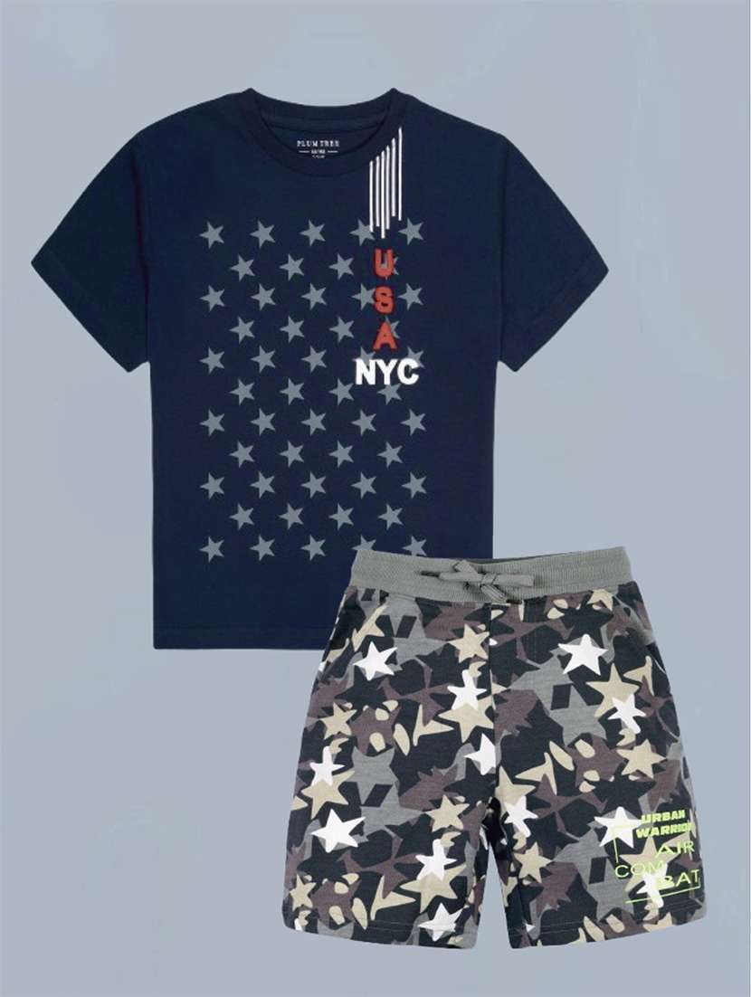 boys multi colored cotton shorts set twin sets & dungree - 22480628 -  Standard Image - 1