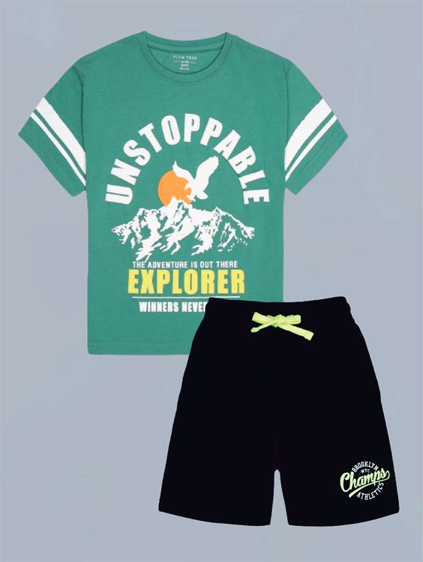 kids colored cotton shorts set twin sets & dungree - 22480632 -  Standard Image - 1