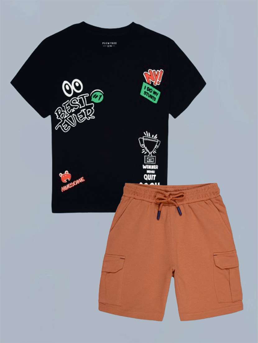 boys multi colored cotton shorts set twin sets & dungree - 22480633 -  Standard Image - 1