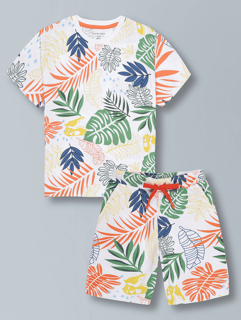 boys white cotton shorts set co-ords set - 22480636 -  Standard Image - 1