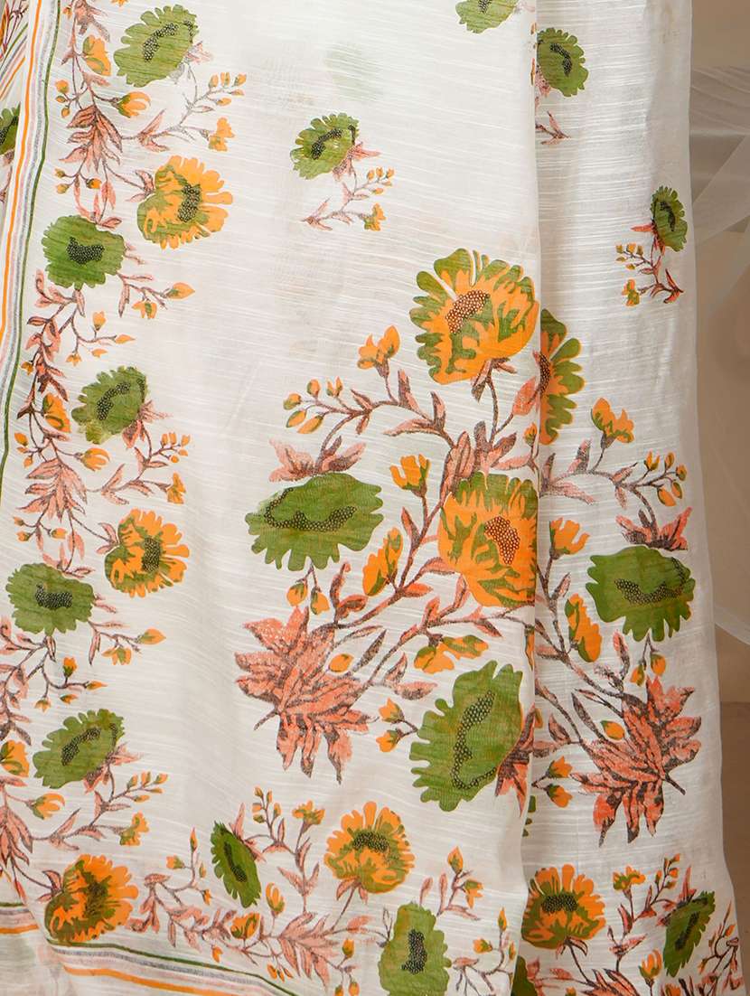 Women Floral Printed Handloom Saree With Blouse - 22480638 -  Standard Image - 1