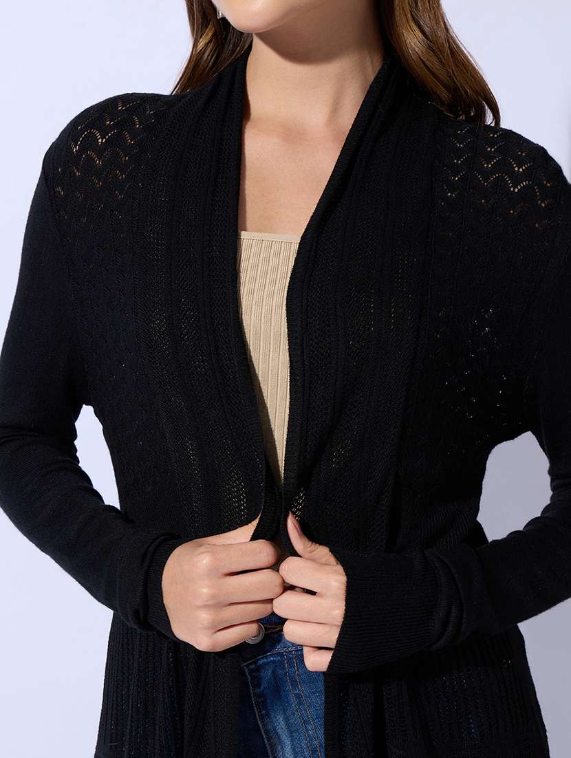 women self design long sleeves shrug - 22480644 -  Standard Image - 1