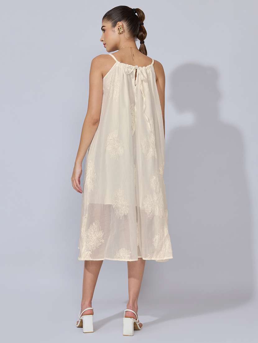 women self design sleeveless a-line midi dress - 22480655 -  Standard Image - 4