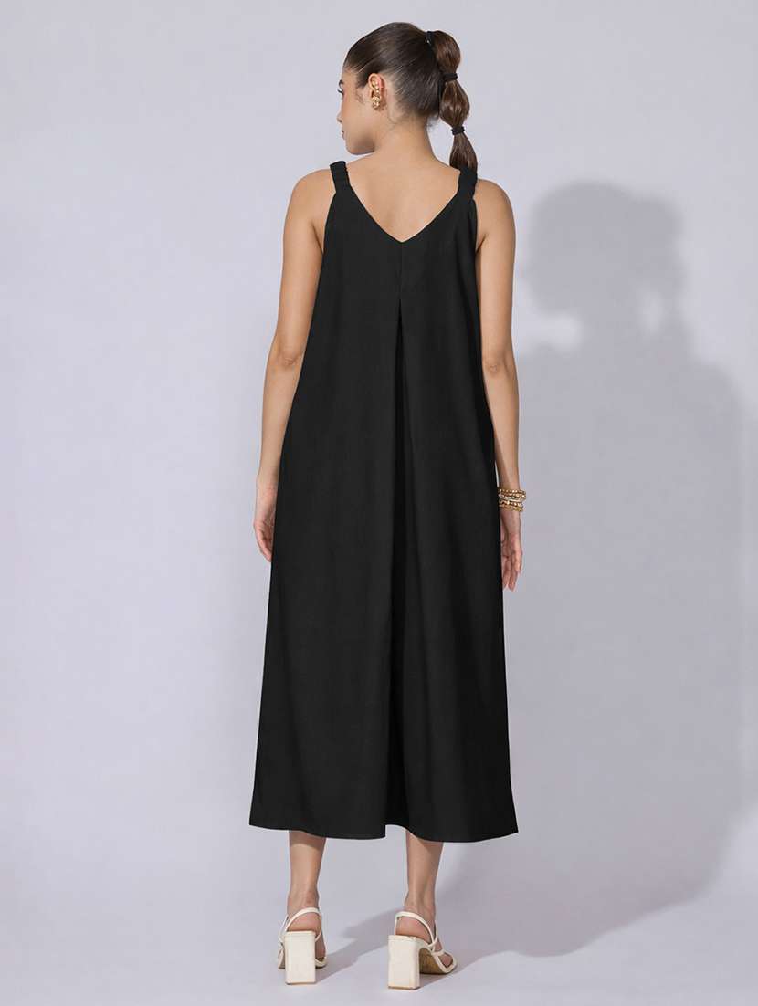 women solid sleeveless a-line midi dress - 22480656 -  Standard Image - 4